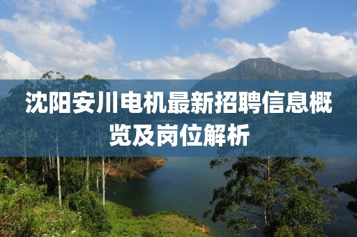 沈陽安川電機最新招聘信息概覽及崗位解析