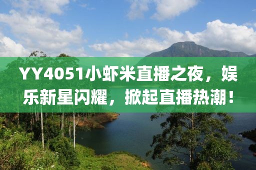 YY4051小蝦米直播之夜，娛樂新星閃耀，掀起直播熱潮！