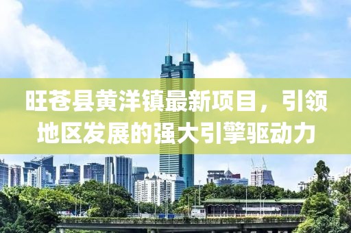 旺蒼縣黃洋鎮(zhèn)最新項目，引領(lǐng)地區(qū)發(fā)展的強大引擎驅(qū)動力