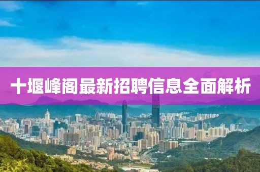 十堰峰閣最新招聘信息全面解析