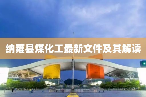 納雍縣煤化工最新文件及其解讀