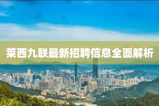 萊西九聯(lián)最新招聘信息全面解析