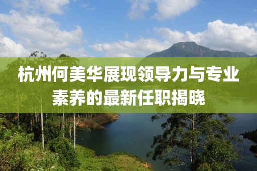 杭州何美華展現(xiàn)領(lǐng)導(dǎo)力與專業(yè)素養(yǎng)的最新任職揭曉